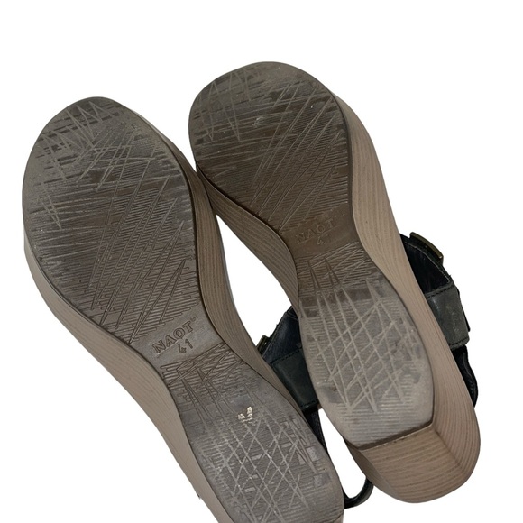 Naot Women's Sandals Size 10(41) Black & Brown Leather Wedge Strappy Platform - Picture 6 of 10
